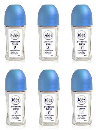VEET Lot de 6 Déodorants Crème roll-on anti transpiration - 75ml