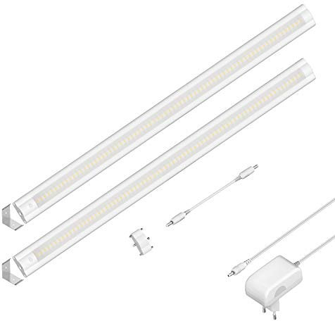 ledscom.de LED Unterbau-Leuchte SIRIS weiß matt, mit Verbinder, Eckmontage, flach, je 50cm, je 531lm, warm-weiß, 2er Set
