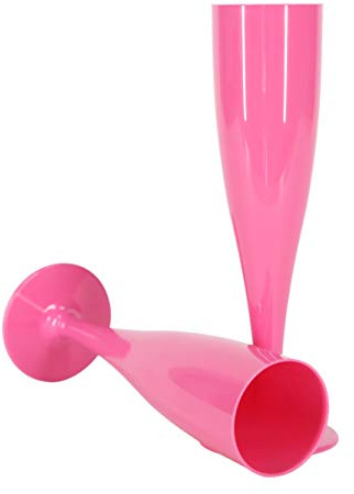 ProductPro 100 x Pink Prosecco Flutes - Plastic Champagne Glasses - 175ml Capacity