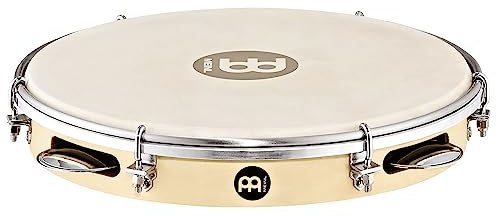 Meinl Percussion Traditional Wood Pandeiro, Natur (PA10PW-M) | Rahmentrommel mit Schellen, 10 Zoll, mit austauschbarem Ziegenfell, Pappel und Stahl