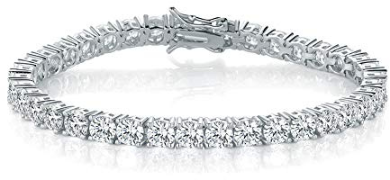MDFUN Tennis Bracelet for Women and Men 3mm Cubic Zirconia 18K White Gold Plated Size 7.5 inches