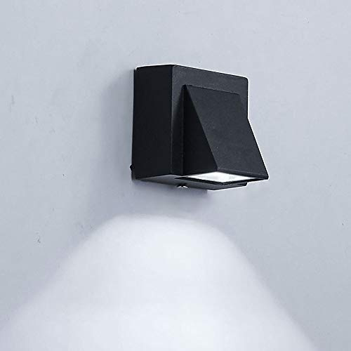 Winlams Led Applique Murale Imperméable/Extérieure IP65 Imperméable Moderne Simple Noir Projecteur Simple Tête (blanc froid)