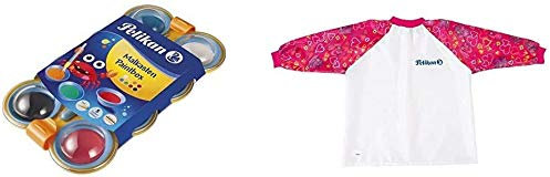 Pelikan 723122 Mini-Friends 755/8 723122 Boîte de peinture couvrante avec 8 couleurs + pinceau, multicolore (boîte de peinture opaque + tablier rouge)