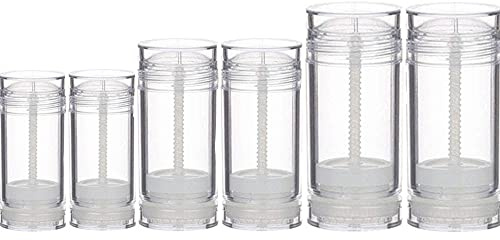 30 ML 50 ML 75 ML Contenants de déodorant Twist-up Forme Ronde Bâton de Remplissage de Fond Clair Vide Bouteilles de déodorant Rechargeables Tubes de baume à lèvres pour Le Bricolage (Total 6Pcs)