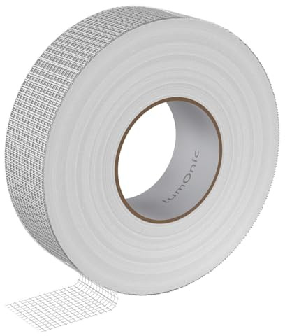 Lumonic 90m Nastro per giunti per cartongesso e Rigips Nastro autoadesivo I Nastro in tessuto largo 48mm in fibra di vetro I Nastro a rete per crepe o striscia per angoli