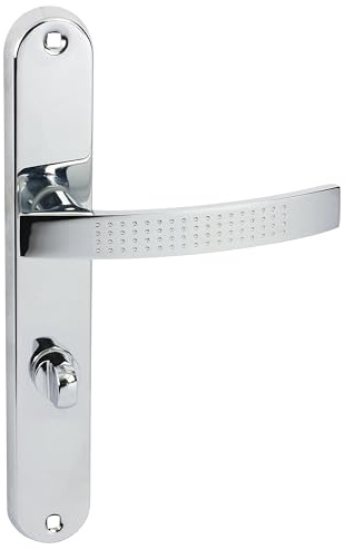 domino Türgriff 78 Drückergarnitur WC - Badezimmer Set Links & Rechts Türbeschlag für WC/Badezimmertüren L-Form Türklinke aus Aluminium Chrom Türdrückergarnitur ALMA ECO M6