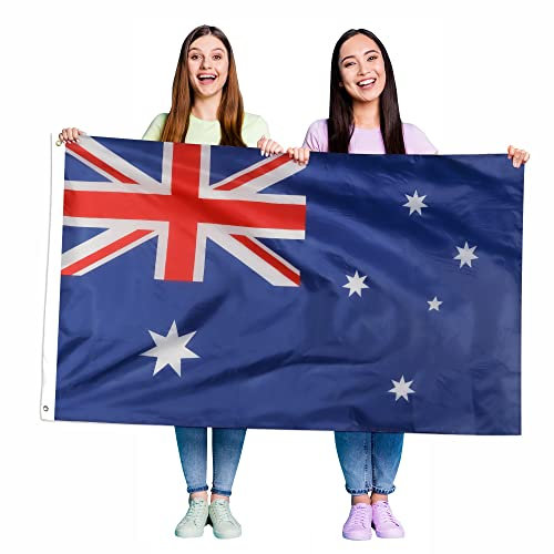 Australien-Flagge X 12 – große australische Flagge mit Ösen, ca. 152 x 91 cm, Fußball, Rugby – Sportveranstaltungen, Austalientag, Straßenpartys, Festivals und Feiern – Kostüm-Dekoration