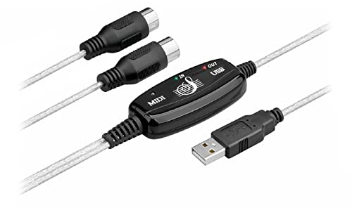 Bolwins B60S Midi-Kabel USB Interface Konverter – 5-polig, 2m für Musik Keyboard, PC und Laptop – Instrumentenkabel für Musikstudio