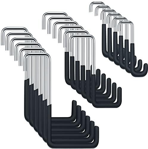 Hotop 18pcs Rafter Hanger Heavy Duty Large S Hooks Rafter Hanger for Garage Ladder Bike Fence Storage Organizer Hooks S Shaped Hooks Hanging Hangers Hooks (Large, Medium, Small), Black