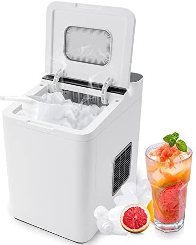 GOPLUS Elektrischer Eiswürfelzubereiter, Ice Maker 12kg/24H, Tragbare kompakte Eismaschine mit Selbstreinigung, 9 Würfel in 6 Min, mit Eiskorb & Schaufel, LED Anzeige & Touchscreen (Weiß)