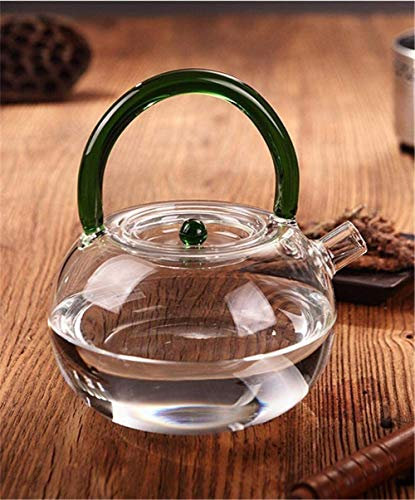 BEZAX Teekanne Teekanne Klarglas Sphärisches Borosilikatglas Teekannen Hitzebeständiger Teekessel Infuser Perfekt (Color : Boiling Kettle Yellow)