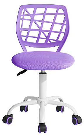 FurnitureR Silla de oficina silla de escritorio de altura ajustable, asiento giratorio de tela, silla de trabajo ergonómica sin reposabrazos, color morado