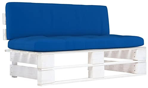 Tidyard Garten Mittelsofa Gartensofa mit Kissen Sofa Lounge Einzelsofa Gartenmöbel Loungesofa Weiß Imprägniertes Kiefernholz