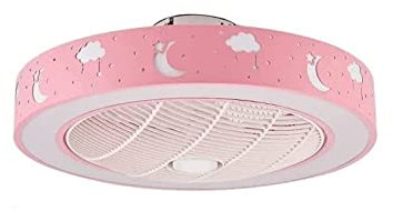 BVSPA Luz de ventilador de techo LED para habitación de niños, lámpara de techo rosa con ventilador de techo de montaje empotrado, ventilador de techo moderno con control remoto para regalo de niña