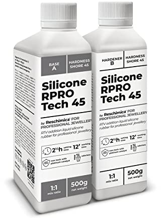 Reschimica Gomma siliconica Traslucida 1:1, R PRO Tech 45, Facile da Usare e Atossica, Molto Resistente agli Strappi,Silicone per stampi per Il Fai da Te con Alte proprietà meccaniche (1 kg)