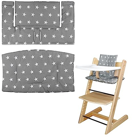LLHQAMT För Tripp Trapp barnstolskudde, mjukt och bekvämt babysätesskydd med söt grafik, för Tripp Trapp kudde gör att barnet sitter säkrare och mer bekvämt (grått stjärnmönster)