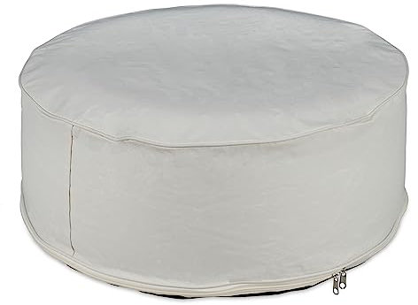 Relaxdays Aufblasbarer Hocker, Outdoor Pouf für Garten, Balkon, Camping, Sitzhocker rund, HxD: 26x56 cm, Sitzpouf, Creme