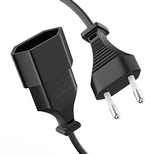 ETEC Euro Verlängerungskabel CEE7/16 Stromkabel Typ C Netzkabel 3,0m | Eurostecker Strom Verlängerung CEE7/16 für TV Konsole Receiver Haushaltsgeräte HiFi Computer schwarz ETEC Netzkabel