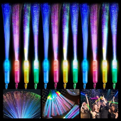 Leuchtstäbe, 12 Stück Knicklichter, Leuchtwedel, LED Leuchtstab Glasfaser, Knicklichter, Leuchtstäbe Partyzubehör, Leuchtstab Erwachsene, Leuchtstäbes Party Mitgebsel Geburtstag für Weihnachten
