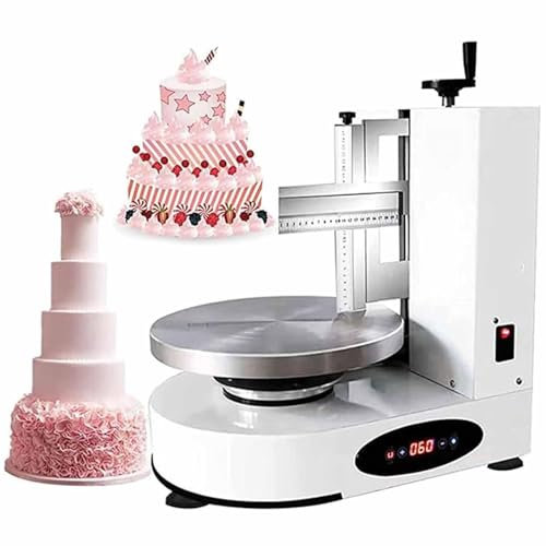 DDZJTPP Automatic Decorating Cake Coating Smoothing Scraping Machine Portable Cake Icing Machine Adjustable Cake Icing Smoother Tool Baking Birthday Cake Frosting Machine,White