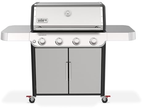 Weber Genesis S-415 Liquid Propane Gas Grill for Outdoor Cooking, Stainless Steel, 4 Burners – Stainless Steel Cooking Grates & PureBlu Burners