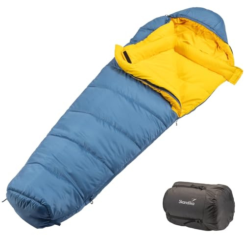 Skandika Schlafsack Gjora | Mumienschlafsack für Erwachsene, 3-4 Jahreszeiten, Nylon-Ripstop, kompakt, wasserabweisend, Packsack | Outdoor, Camping, Wandern, Winter