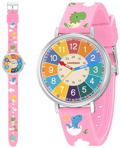 Time Teacher Kids Waterproof Analog Watch, Easy-Read Dial, Ages 3-12