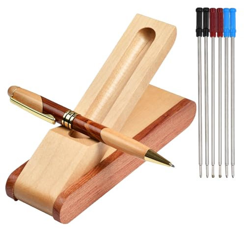MPEIPILA Kugelschreiber aus Holz, Geschenkstift, Holzstift, mit 6 Ersatzminen und Holzbox, eleganter Stift, Stift mit Behälter, Geschenk für Damen und Herren, Geschenk für einen Abschluss
