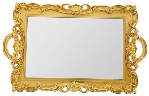 Zerodeko Dekoratives Spiegeltablett Klein Spiegeltablett für Schmuck Aufbewahrungstablett mit Exquisiter Spiegeloberfläche Retro-tablett für Kosmetikspiegel
