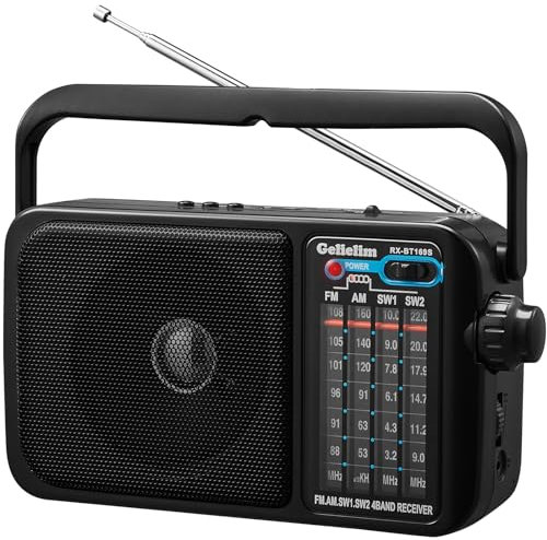 Gelielim Radios Mains and Battery, Portable Radio AM FM Shortwave Radio, Battery Radio for Home or Outdoor, Earphone Jack, Large Dial Easy to Use, Small Gfits for Seniors Elderly