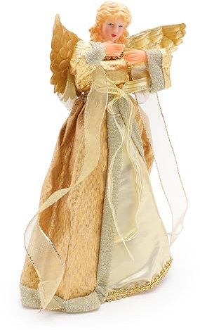 Christmas Concepts® Traditionelle Baumspitze Engel – Weihnachtsbaumspitzen-Dekoration – Gold oder Silber (Gold), 30 cm