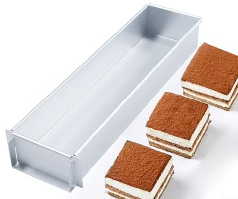 HEBEOT Molde rectangular ajustable para mousse, aleación de aluminio, gran capacidad, para pasteles, tostadas, panes, 40 x 10 x 6 cm