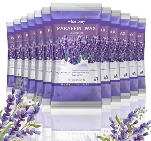 Whostomy Ricariche di cera di paraffina, confezione da 12 pezzi di cera di paraffina per mani e piedi, blocchi di cera di paraffina a caldo per bagno di paraffina, profumo di lavanda + fiori secchi,