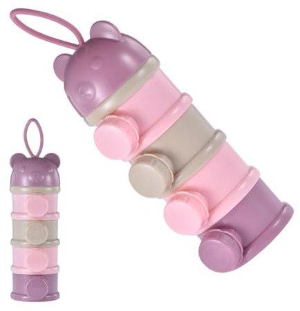 Baby Formula Powder Dispenser, 4 Layer Formula Powder Pots, Portable Milk Powder Dispenser Container, Non-Spill Stackable Snack Storage Container for Outdoor