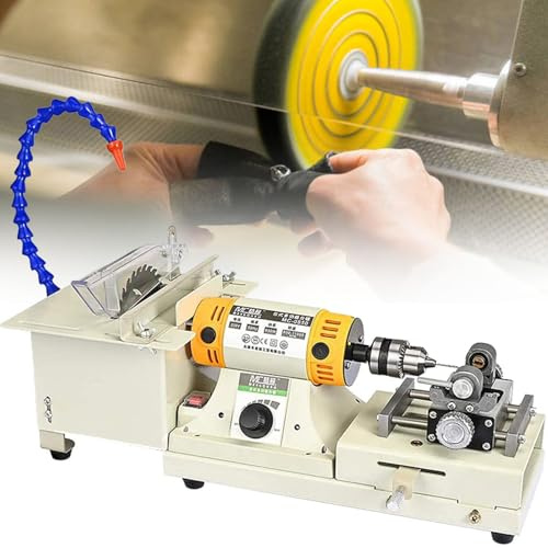 YANGYMM Lucidatrice da Tavolo Multifunzionale 5 in 1 da 850 W, Lucidatrice per Gioielli, Tornio E Smerigliatrice da Banco con Buffer per Pietre Preziose, per Creazione Gioielli