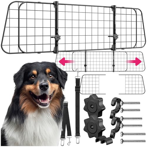 tectake® Hundegitter Auto, universal Hundeschutzgitter mit Variabler Breite, mobiler Kofferraumschutz, Gitter Trenner Absperrung, Zubehör für Auto Reise mit Hund, Hundeabsperrgitter,