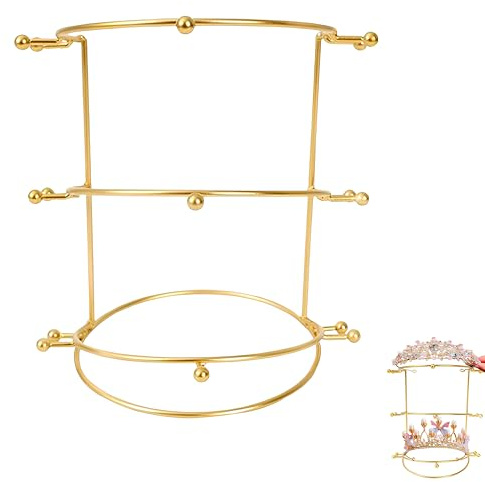 Kopfband Aufbewahrung, 3-Stöckiger Tiara-Ausstellungsständer, Schmuckhalter | Kristall-Stirnband-Organizer, Kronen Halterung, für Mädchen, Zuhause, Haarschmuck, Braut, Krawatten, Haarreif