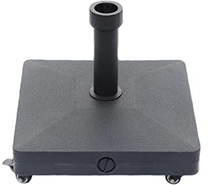 Robuster rollbarer Terrassenschirmständer mit Rädern, 15,9 kg Wasser oder 20 kg Sandfüllung, quadratischer Sockel für Outdoor-Marktschirme