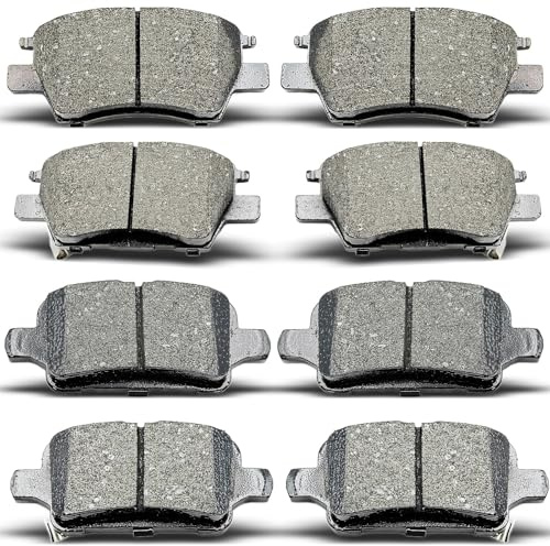 evkingauto 8pcs Front Rear Brake Pads Set Fit For 2022 For Chevrolet Bolt EUV LT,2017-2020 2022 For Chevrolet Bolt EV, 2016-2019 For Chevrolet Cruze,2016-2019 For Chevrolet Volt