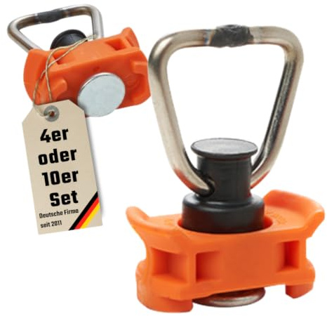 LOADCARE Single Fitting für Airlineschienen – Kunststoff Endbeschlag mit Federmechanismus – Zurröse für Zurrschiene – passend für Camper, PKW, LKW & Anhänger – stabil & schienenschonend (Orange,10)