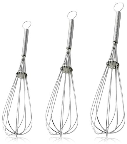 Royomal 3 Stück Schneebesen Edelstahl, Edelstahl Rührbesen, Rührbesen 3 Stück Enthält 25cm, 22cm, 17cm, Handschneebesen, für Mischen Schlagen Aufschäumen Rühren