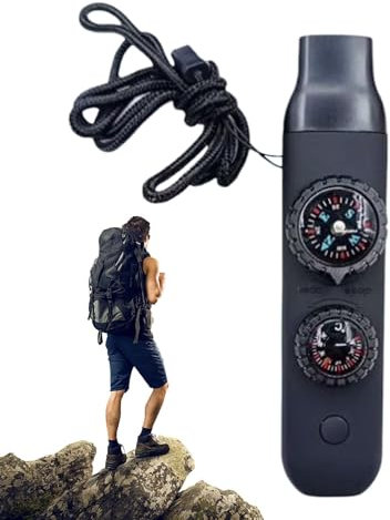 Kustimantu Überlebenspfiff für Outdoors, Outdoor -Pfeife mit Licht | LED beleuchtetes tragbares Überlebenspfeifwerkzeug | Bergsteigen Wandermänner Sicherheitsausrüstung mit Temperaturmesser für