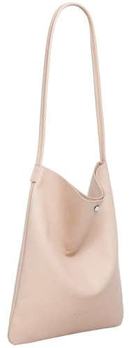 Caspar Klassisch Elegante Schultertasche aus Leder Mittelgroße Damen Shopper Handtasche - CLASSIC LINE - Modell No.822 - Made in Italy, Farbe:ecru