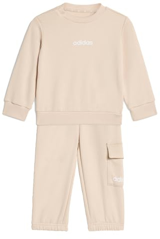 adidas Unisex - Bimbi 0-24 ESSENTIALS LINEAR LOGO JOGGER, Crystal Linen/white, 3-4 Years