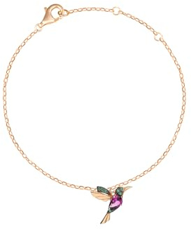 Einzelstück® Kolibri Fußkette I 925 Sterling Silber Fußkettchen mit Vogel Design I 14K Gold & Rosegold I Hummingbird Vogel mit Zirkonia Steinen I Allergikerfreundlicher Echtschmuck (Rosegold)