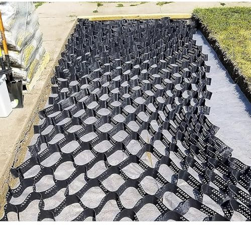 Geomalla de polietileno de alta densidad de 2 pulgadas de grosor para estabilización de calzadas, rejilla de grava resistente con agujeros de drenaje, 1 m x 5 m para paisajismo, estacionamiento