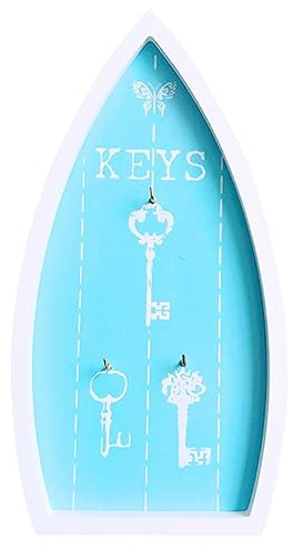 TOPBATHY Perchero de Pared Ganchos Colgantes para Sombreros y Llaves de Madera Azul Estilo Mediterráneo Organizador para Oficina y Hogar