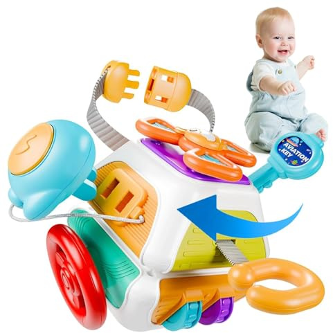 BEZHGOC Activity Cube Sensory Toys, Montessori Toys for 1 Year Old Travel Toys for Toddlers on Plan Educational Learning Toys, Gifts for Infant Newborn Boys Girls (10 In 1)