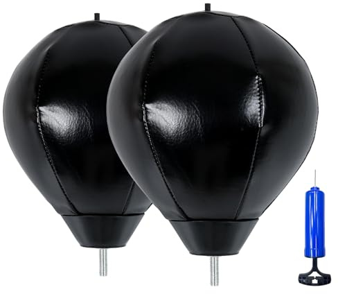2 Boxing Speed Ball Universal 8mm Screw Replaceable Spare Sandbag with Ball Pump for Dynamic and Enduring Training Sessions（Black）