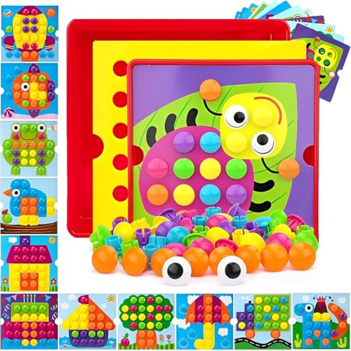 DxxD Spielzeug ab 2 3 4 Jahre Mosaik Steckspiel für Kinder, Kinderspiele zum Lernen von Farben, kinderspielzeug Montessori Steckspiel Motorikspielzeug Geschenke Lernspiele für 2 jährige Jungen Mädchen
